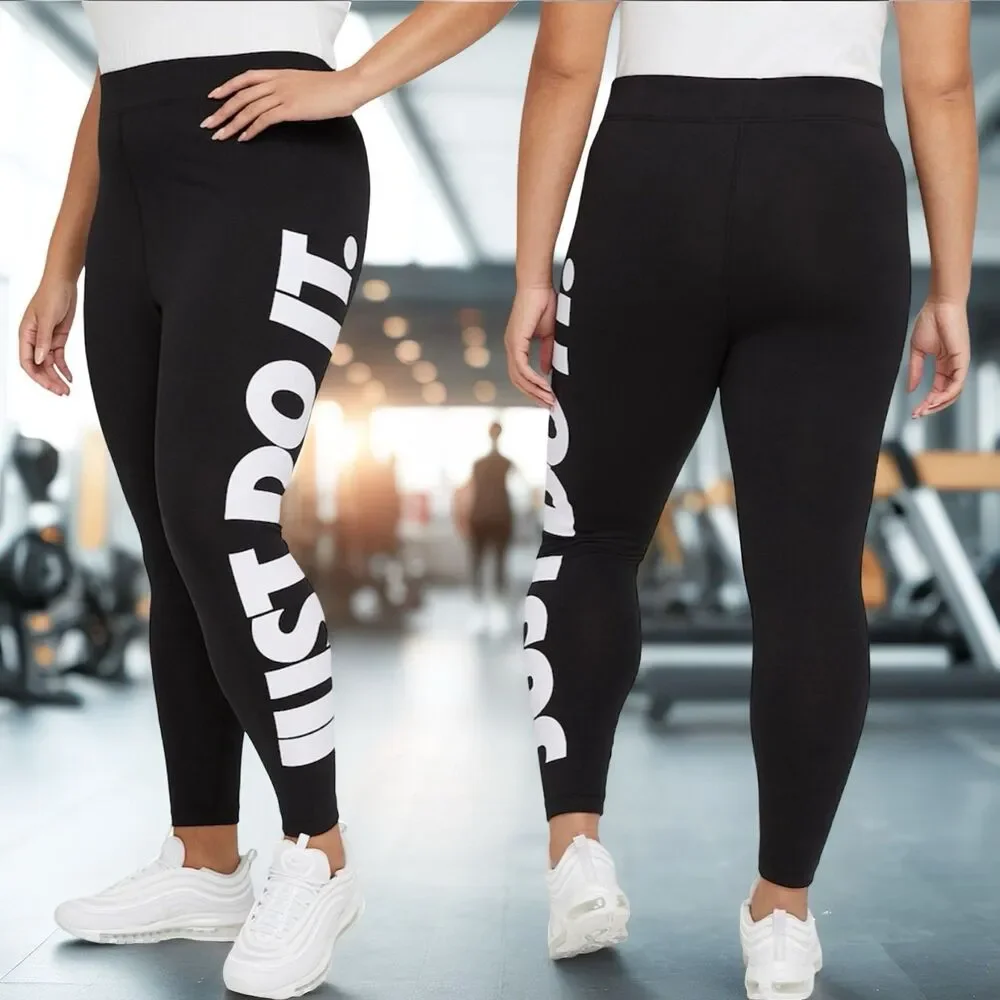 Nike Women's Black Plus Size High-Waisted 'JUST DO IT' Leggings 2XL DC6933-010